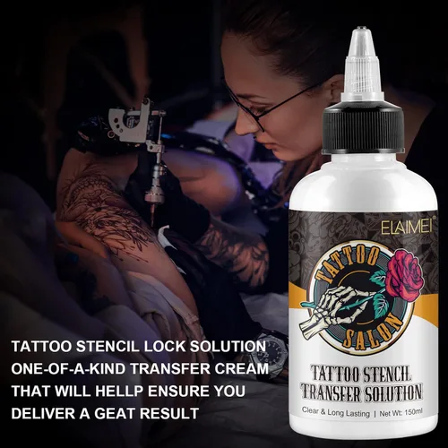 Vista 8 de Gel de transferencia de plantillas de tatuaje, crema mágica para plantillas, solución de aplicación de tatuaje para plantillas de máquinas de papel
