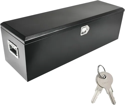 Vista 18 de Caja de herramientas de acero negro de 24 pulgadas, para camioneta, coche, remolque, almacenamiento en exterior, organizador de herramientas