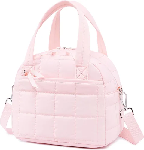 Vista 19 de LEDAOU Lonchera para Mujeres, Bolsa de Almuerzo Acolchada con Relleno Puffer, con Correa Ajustable, Aislada, Reutilizable, para el Trabajo, Escuela