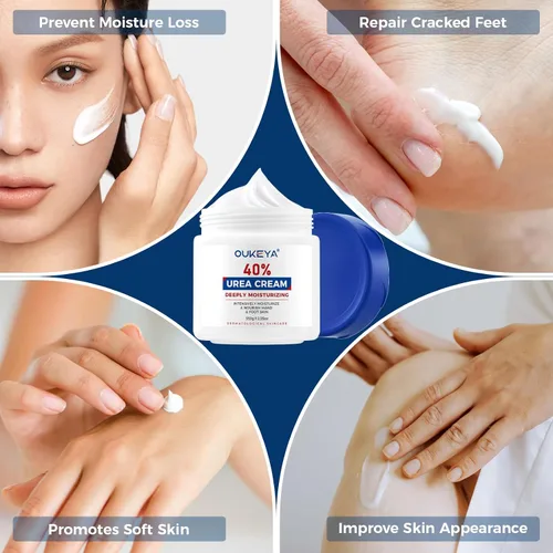 Vista 6 de OUKEYA Crema de Urea 40 Por Ciento, Crema para Manos y Pies para Sequedad y Grietas, Loción de Urea para Pies de Fuerza Máxima (350g)