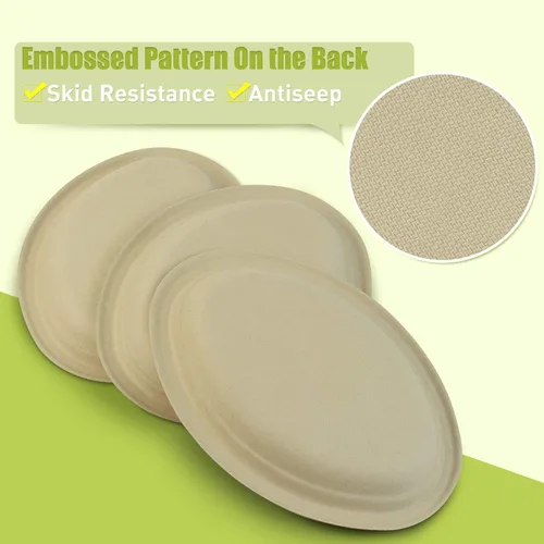 Vista 3 de Green Earth, Platos compostables de 10 pulgadas, 125 unidades, fibras de bambú naturales, vajilla diaria – Biodegradable, desechable, forma ovalada