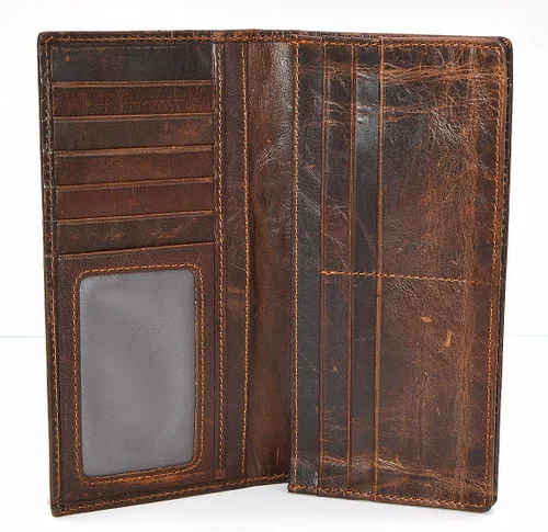 Vista 3 de Cartera marrón para hombre con tarjetero de crédito con patrón de dragón