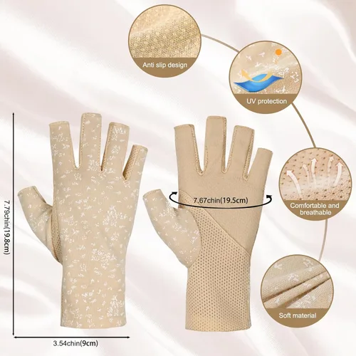 Vista 2 de ONESING 3-4 Pairs Sun Gloves for Women UV Protection Driving Gloves Non Slip Summer Sun Protection Gloves for Women Outdoor