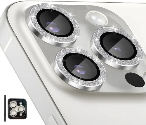 Vista 15 de Protector de lente de cámara para iPhone 14 Pro/iPhone 14 Pro Max, cubierta de lente de anillo de aleación de aluminio de vidrio templado individual
