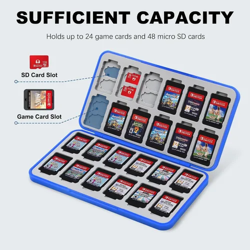 Vista 2 de FYY Nintendo Switch Game Case - Nintendo Switch Game Holder for Nintendo Switch Cartridge Case with 24 Game Card Slots & 48 Micro SD Card Slots