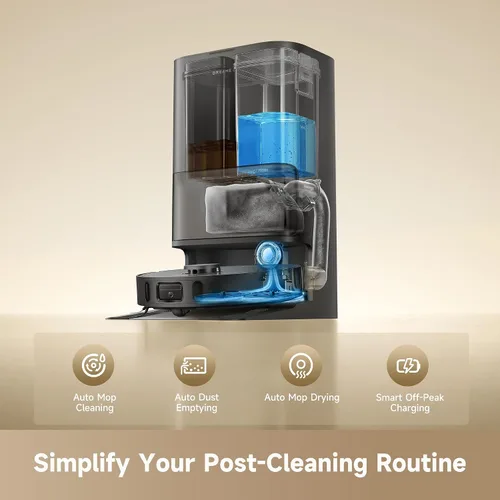Vista 3 de DREAME Robot aspirador y trapeador D30 Ultra CE con vaciado automático de polvo, succión de 25,000 Pa, elevación de trapeador de 0.41 pulgadas