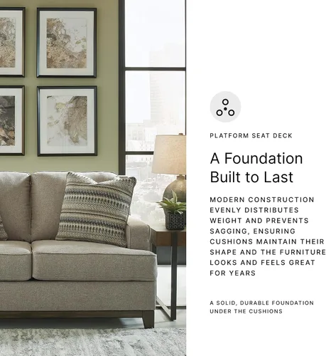 Vista 9 de Signature Design by Ashley Kaywood - Sofá biplaza moderno con almohadas decorativas, color gris