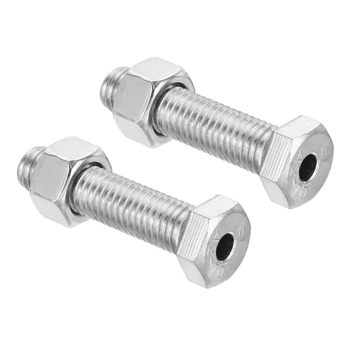 Vista 10 de PATIKIL Tornillo hexagonal externo hueco M12x20mm, 2 juegos de tornillos cilíndricos de rosca de lámpara a través del perno de agujero con tuerca