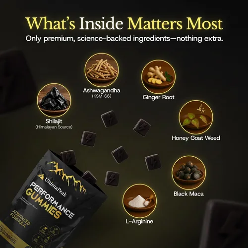 Vista 5 de Gomitas Shilajit puras con Ashwagandha, minerales traza y ácido fúlvico, suplemento natural y sin OMG para hombres y mujeres, 30
