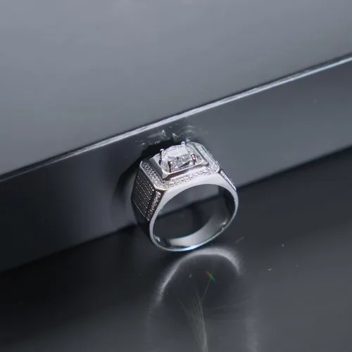 Vista 3 de Anillos de moissanita para hombre, 1 quilate de 0.256in, centro solitario, moissanita, anillo de boda para hombre, aniversario, cumpleaños, promesa