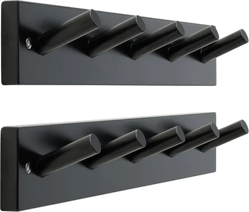 Vista 11 de SKOLOO Perchero de Pared de Bambú Montado en la Pared, 16 Pulgadas de Agujero a Agujero, 5 Clavos de Bambú para Pared para Colgar Ropas, Batas