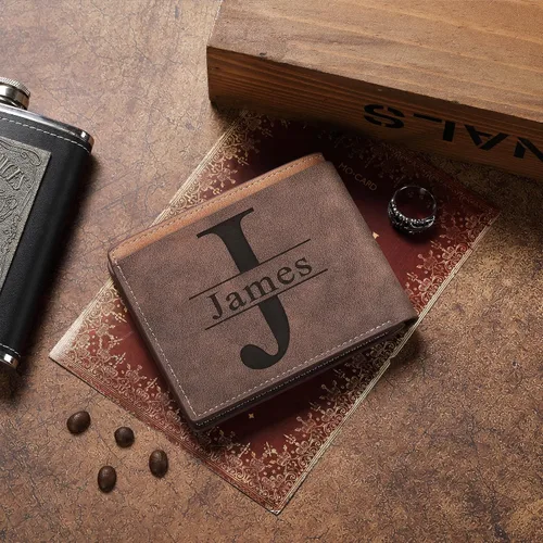 Vista 5 de Carteras personalizadas para hombres con foto y nombre, cartera personalizada con imagen y nombre para hombres, marido, novio, papá, hijo, tío