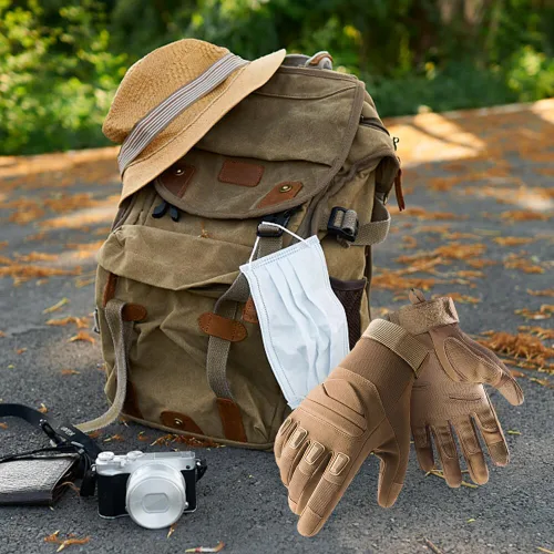 Vista 5 de Surakey Guantes tácticos duros para nudillos para hombres y mujeres con dedos para pantalla táctil, protección de nudillos, para trabajo al aire