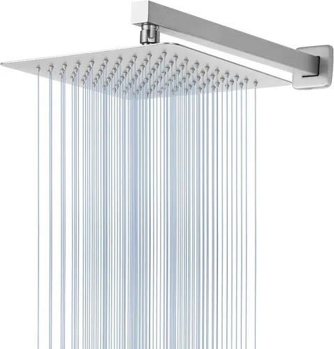 Vista 12 de Voolan Cabezal de ducha totalmente de metal con brazo de extensión, cabezales de ducha de lluvia tipo cascada de acero inoxidable, cabezal de ducha