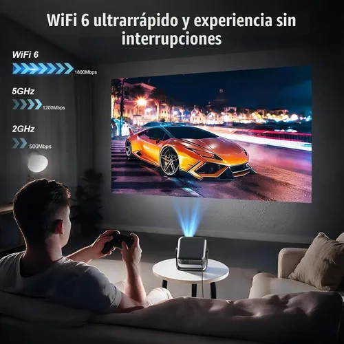 Vista 5 de [Aplicaciones con licencia oficial] Proyector con WiFi y Bluetooth 4K Gris