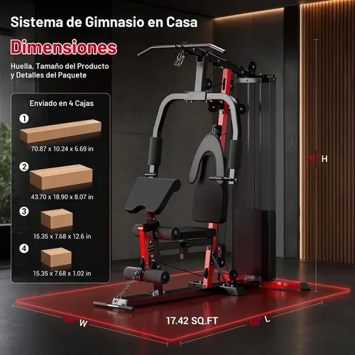 Vista 8 de Sistema de gimnasio en casa con pila de peso de 160 libras, estación de entrenamiento multifuncional todo en uno, sistema de entrenamiento de fuerza