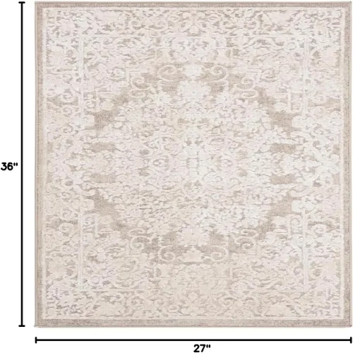 Vista 2 de SAFAVIEH - Alfombra decorativa de la colección Reflection - 2'3" x 3', color beige y crema, no desprende pelusa y fácil de limpiar, ideal