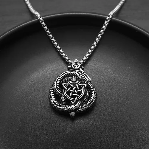 Vista 5 de SILBAZ Viking Necklace for Men Stainless Steel Animal Pendant Vintage Viking Animal Jewelry Gift for Father Husband