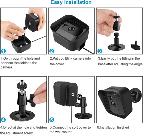 Vista 5 de Frienda Soporte de pared ajustable de 360 grados y funda protectora de silicona compatible con cámara de seguridad Blink Xt para interiores