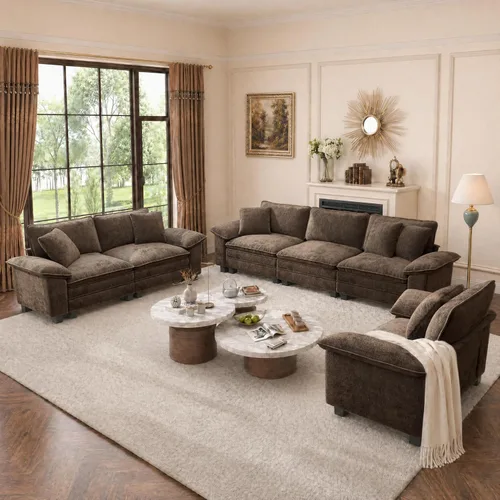 Vista 15 de PHI VILLA Conjuntos de sofás modulares Cloud, juego de sofá seccional de 2 piezas con sofá cama, sofá cómodo de 3 plazas para sala de estar y Ceniza