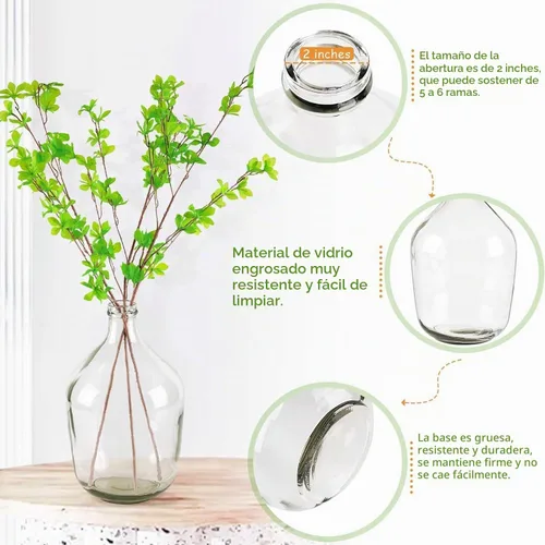 Vista 3 de Bfttlity - Jarrón de cristal transparente para centros de mesa, decoración del hogar, L Jarrón transparente de 15 pulgadas de alto para ramas