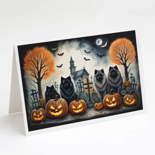 Vista 55 de Caroline's Treasures DAC2042GCA7P Golden Retriever - Tarjetas de felicitación y sobres de Halloween espeluznantes, paquete de 8 tarjetas en blanco