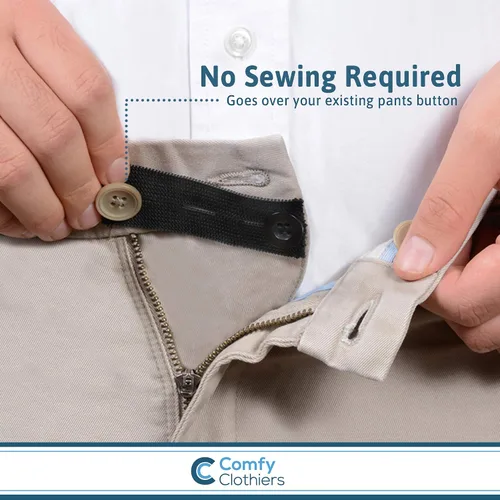Vista 5 de Comfy Clothiers extensor de pantalones elástico en la cintura, paquete de 5, fuerte ajustable botón extensores