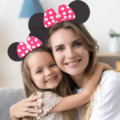 Vista 2 de Disney Minnie Mouse Ears Adult Set of 2 Headbands for Mommy and Me Matching for Adult and Little Girl