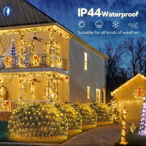 Vista 5 de HEYFUNi - 192 luces LED de red de Navidad enchufables, 9.8 pies x 6.6 pies, color blanco cálido Connectable Mesh Christmas Lights, Bush Lights