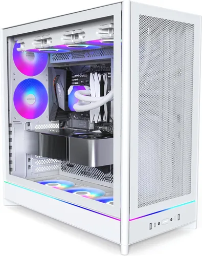 Vista 20 de Caja de PC Montech Serie HS ATX de torre media, PC para juegos, alto flujo de aire, diseño reversible, panel frontal curvo robusto de vidrio