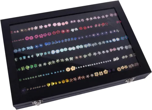 Vista 4 de AUTOARK Tapa transparente de terciopelo 7 ranuras joyería anillos pendientes caja escaparate organizador de exhibición, negro, AJ-084