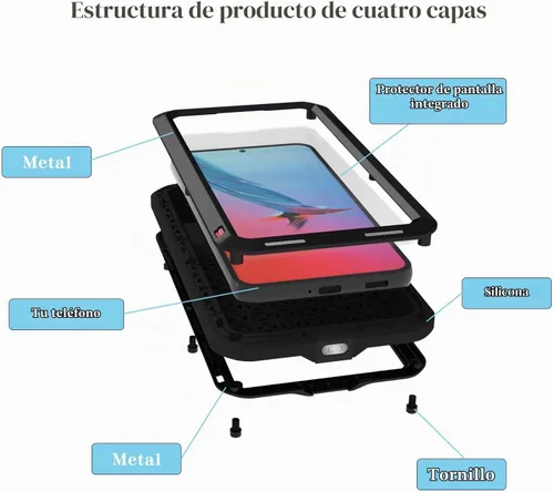 Vista 2 de LOVE MEI Funda militar resistente para Samsung Galaxy S22, con protector de pantalla de vidrio templado, a prueba de golpes, a prueba de polvo, a