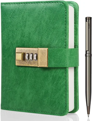 Vista 13 de WEMATE Diario con Cerradura, Diario con Cerradura, Cuaderno de Contraseña, Bolígrafo y Caja de Regalo - Perfecto para Hombres y Mujeres - 4.3X Negro