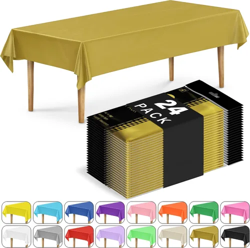 Vista 30 de DecorRack 2 Manteles rectangulares de plástico libres de BPA, 54 x 108 pulgadas, mantel de mesa para comedor, mantel rectangular para fiestas