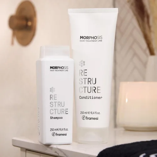 Vista 2 de Framesi Morphosis Restructure Shampoo - Champú reconstructor para cabello dañado - Champú sin sulfato - Ayuda a reparar y revivir para apoyar un