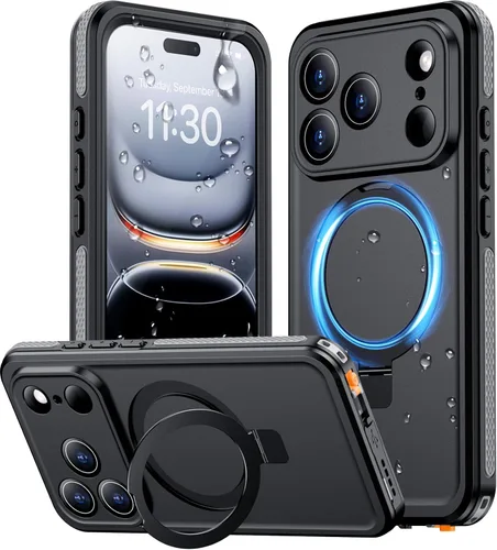 Vista 24 de Funda impermeable para iPhone 12, impermeable, antideslizante, a prueba de golpes, para iPhone 12, color negro