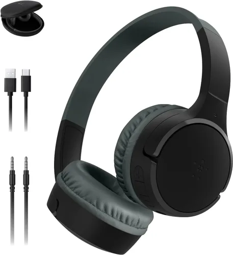 Vista 15 de Belkin SoundForm Mini - Auriculares inalámbricos Bluetooth para niños, batería de 30 horas, límite de volumen seguro de 85 dB, micrófono integrado