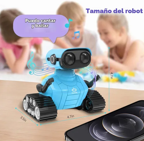 Vista 6 de Robot Toys - Robot emo recargable con auto demostración inteligente robot Azul