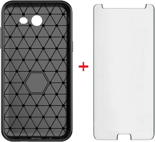 Vista 3 de Asuwish Funda de teléfono para Samsung Galaxy J7 Prime 2017 J 7 Skypro Sky Pro J7V V S727VL con protector de pantalla de vidrio templado y celda
