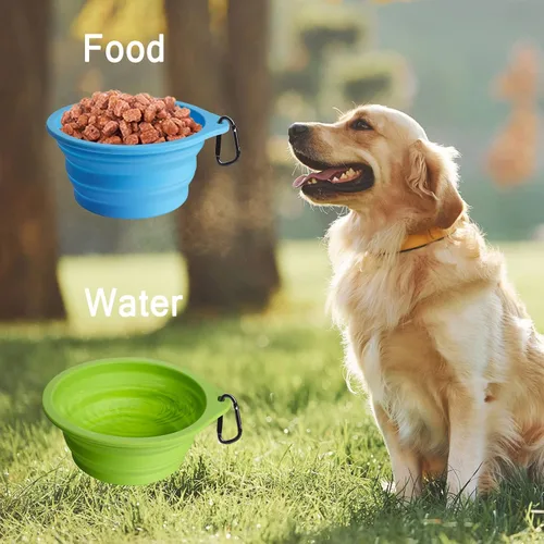 Vista 5 de PetBonus 2-Pack Silicone Collapsible Dog Bowls and Dog Collar Safety Clip