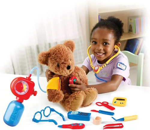 Vista 3 de Learning Resources Pretend & Play Set de Médico Azul - Kit Médico para Niños, Juego de Rol, Juguetes para Niños Pequeños, Habilidades Sociales