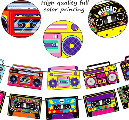 Vista 5 de Cinta de casete para fiestas, decoración de fiesta, 4 unidades de radio, boombox, decoración de fiesta de 1980, decoración de fiesta de hip hop