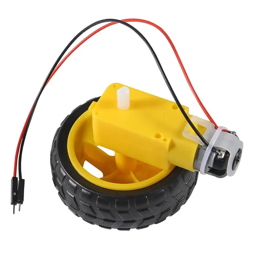 Vista 5 de Motor TT de 4 piezas DC 3-6 V Motor de caja de cambios de doble eje 200RPM relación 1:48 motor con kit de rueda de neumáticos para Arduino DIY Smart