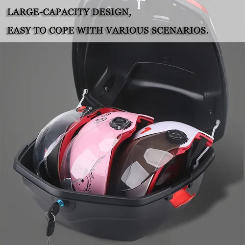 Vista 4 de Caja trasera de motocicleta con respaldo sellado e impermeable, doble capa de protección, almacenamiento de equipaje, funda superior para scooter