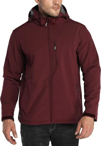 Vista 14 de Outdoor Ventures - Chaqueta ligera de Softshell para hombre con forro polar, con capucha, resistente al agua, para senderismo, rompevientos