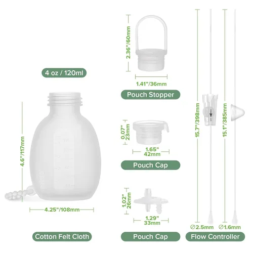Vista 9 de haakaa Juego de tubo y bolsa de alimentación suplementaria, sistema de lactancia suplementaria para bebés, sistema de lactancia materna SNS