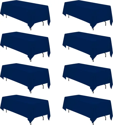 Vista 180 de BRILLMAX - Manteles para mesa rectangular de 6 pies, tela de lino de poliéster, lavable, para boda, recepción, banquete, fiesta de cumpleaños, 60 x