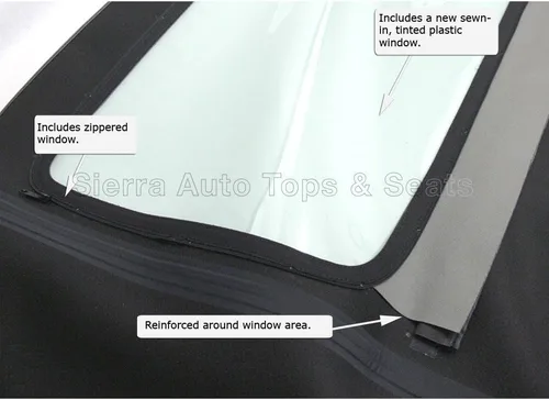 Vista 3 de Sierra Auto Tops Convertible Top Reemplazo para Porsche 996 Carrera 1999-2001, Stayfast Canvas, Negro