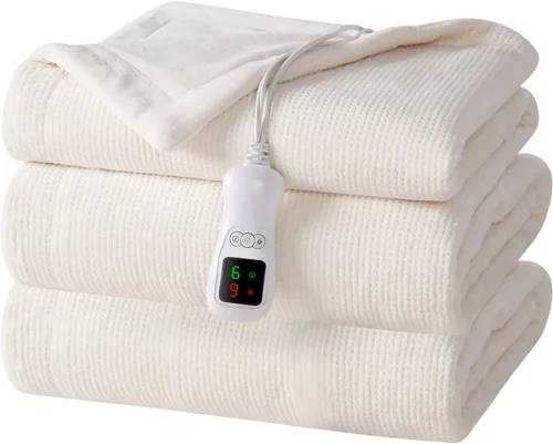 Vista 19 de Manta térmica eléctrica, calentador de manta lavable para el hogar para adultos, calentamiento rápido, franela suave súper acogedora de 50 x 60