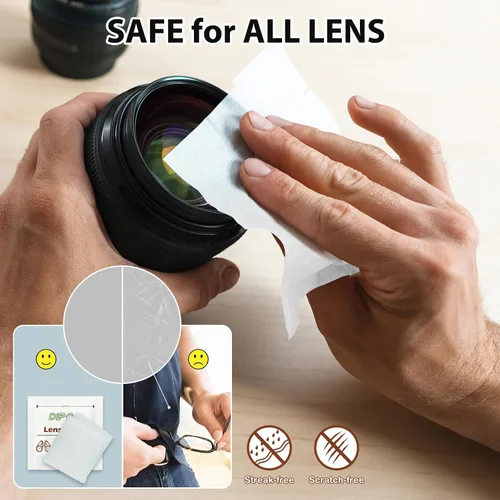 Vista 3 de 200 unidades de toallitas para lentes de gafas, toallitas limpiadoras de lentes prehumedecidas envueltas individualmente, sin arañazos y sin dejar